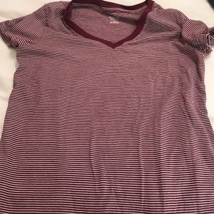 Mossimo Red and White Striped V-Neck